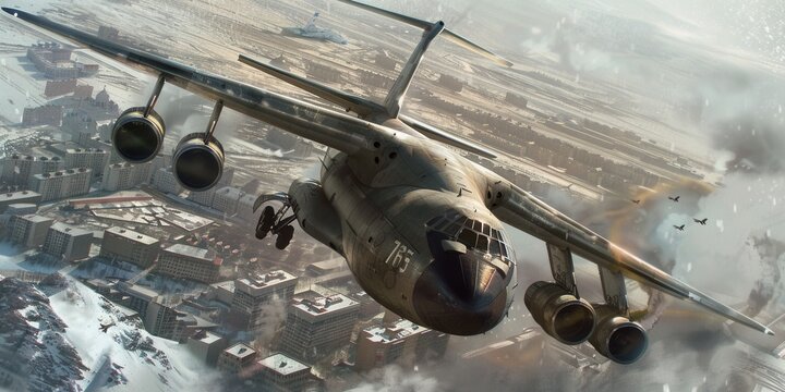 Majestic IL-76 Transport Aircraft in High Detail. Aviation Technology Concept