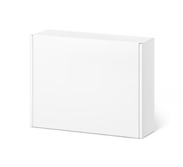 Realistic close white mailing box mockup. Half side view. Ready for presentation your product. Vector illustration isolated on white background. EPS10.	