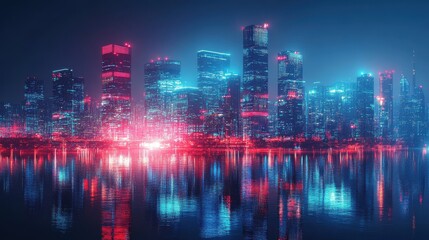 Fototapeta premium AIdriven cityscape, advanced technology, digital society, futuristic design.