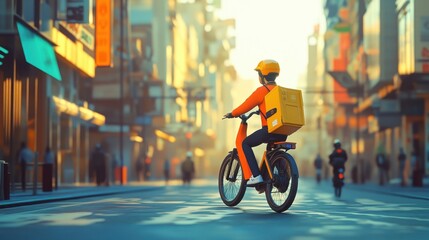 Bicycling delivery courier