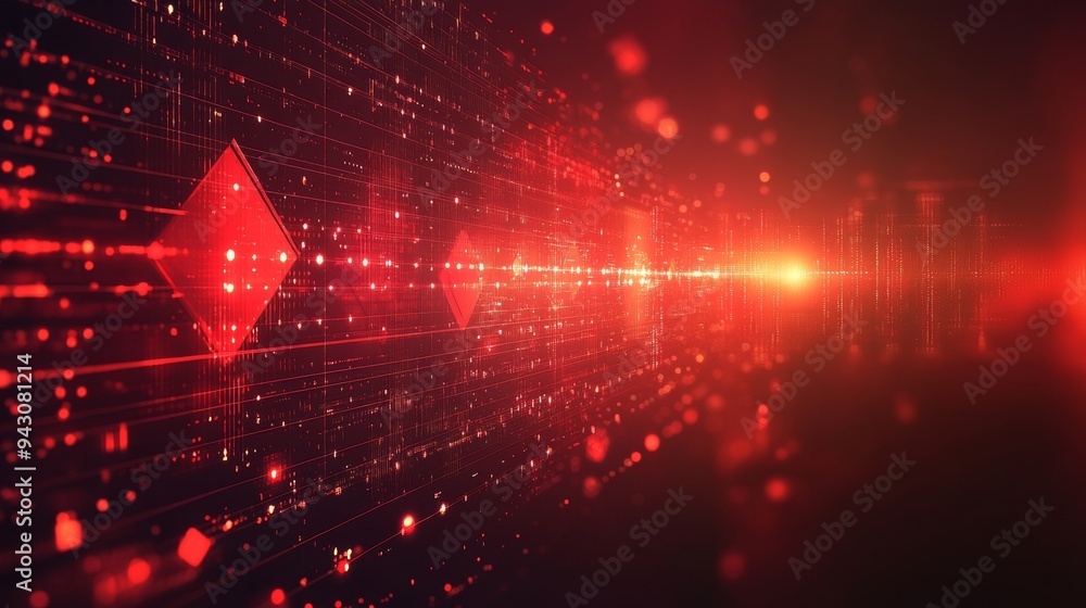 Fototapete red arrow background design template with copy space, tech and digital theme