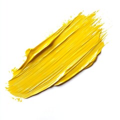 Yellow paint brush stroke in isolated white background 