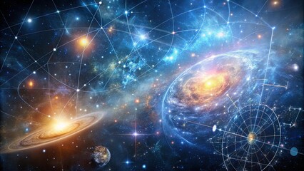 Fototapeta premium Beautiful visuals of galactic mathematical equations representing physics concepts