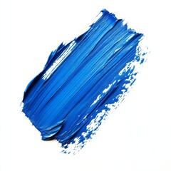 Fototapeta premium Blue paint brush stroke in isolated white background