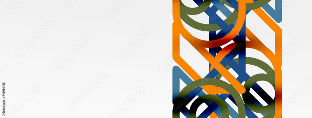 Poster abstract background - colorful circle lines technology or business digital template