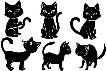 set of cats, silhouette cats collection