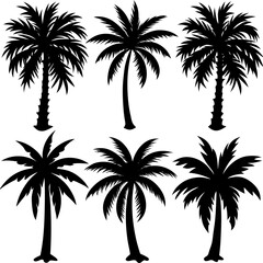 tree vector, palm tree silhouettes, and a set of palm tree