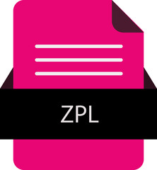 Fototapeta premium ZPL file icon with color and rounded corners and folded doc