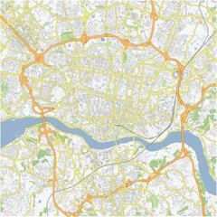 Road map of Porto in Portugal. Contains layered vector with roads water, parks, etc.