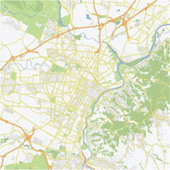 Road map of Turin in Italy. Contains layered vector with roads water, parks, etc.