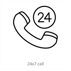 24x7 Call And Service Icon Concept