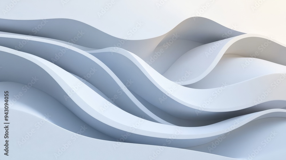 Poster abstract 3d rendering of flowing white waves. minimalist design perfect for modern backgrounds and p
