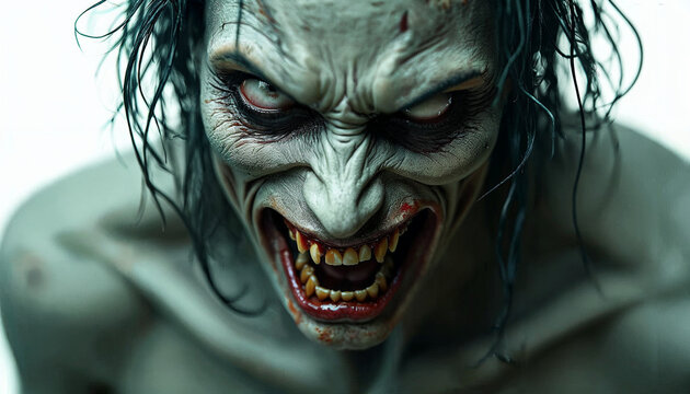 scary halloween zombie on the white background