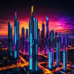 city skyline at night