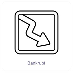 Bankrupt and diagram icon concept