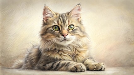 Obraz premium Soft and detailed sketch of a cat with gentle shading and textures for a realistic and intimate feel