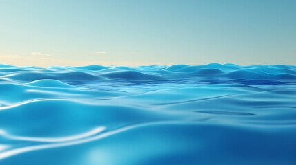Fototapeta premium Calm, blue ocean waves gently rolling under a clear sky.