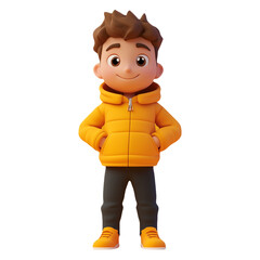 cute 3D character of a boy wearing winter jacket
