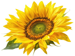 Fototapeta premium Vibrant sunflower cut out transparent isolated PNG