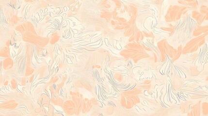 Hand-drawn doodles in soft Peach Fuzz shades intricately woven into a custom pattern with a narrative that evokes nostalgia