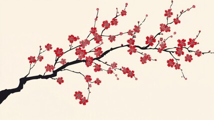 Ink-red plum branches background