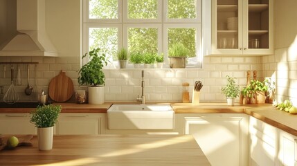 A kitchen with a wooden table and chairs, a sink, and a window