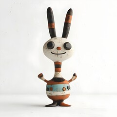 Whimsical Handcrafted 3D Toy Sculpture of an Anthropomorphic Animal Figure