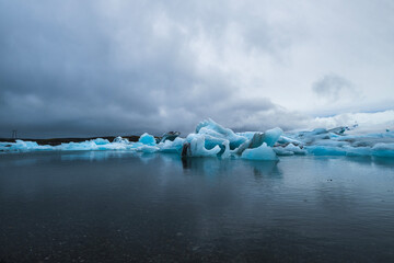 Jokulsarlon lagoon in iceland in moody weather