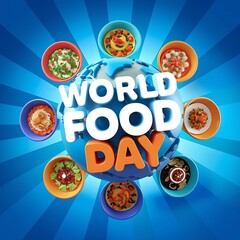 Dynamic World Food Day 2024 T-Shirt Central Globe with Fresh Dishes