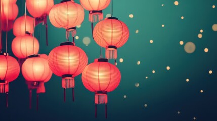 Obraz premium Festive atmosphere reflected by red lanterns