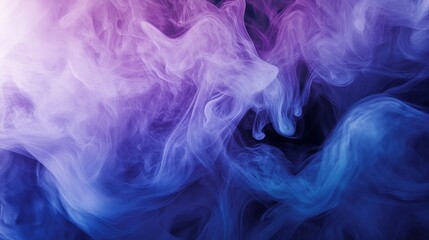 Abstract smoke-like patterns in deep blues and purples, ethereal and mysterious