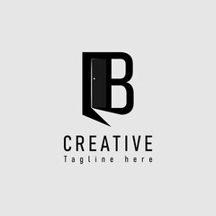 Creative concept logo design of letter B and open door