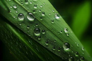 Macro shot of grass with water drops