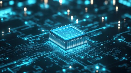 Blue Tech Chip Background Illustration