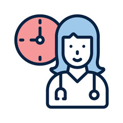 Icon of a healthcare professional with a clock, indicating appointment scheduling