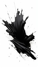 Abstract black in splash, paint, brush strokes, stain grunge isolated on white background, Japanese style with Generative AI.