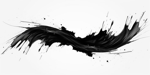 Abstract Artistic Splash: Dynamic Black Ink Strokes on White Background. Minimalist Japanese-Inspired Design for Creative Marketing, Decorative Art, and Graphic Templates. Elegant AI-Generated Composi