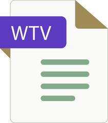 WTV File icon with folded style document