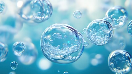 A blue background with many small bubbles of water