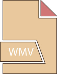 WMV File format icon in shapes 2 colors and side contour