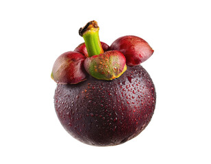 Freshly harvested mangosteen cut out transparent isolated on white background PNG