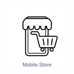 Mobile Store and shopping icon concept