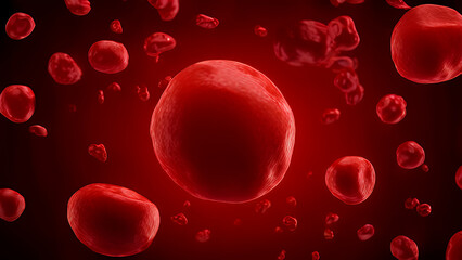 Blood cell sample format Image of red blood cells under a microscope. This design can be used for educational materials. Health articles or scientific and medical content