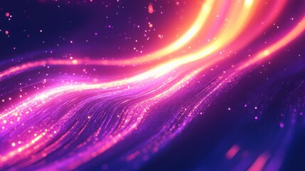 Fototapeta premium A purple and orange wave of glittery light