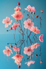 Levitating Wildflowers on Soft Pastel Backdrop - Hyperrealistic Studio Photography