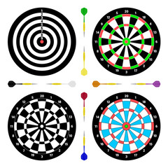 Dartboards and Colorful Darts Vector Set