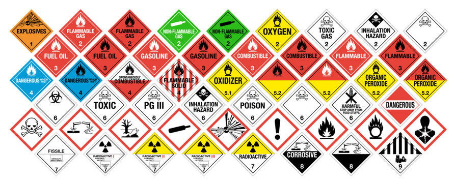 Various Hazard and Warning Signs Collection
