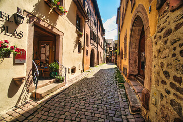 Riquewihr town in the Alsace region (Grand Est, France)