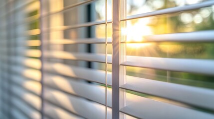 Sunlight Filtering Through Window Blinds in the Morning