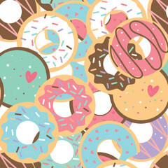 endless pattern of donuts, cake